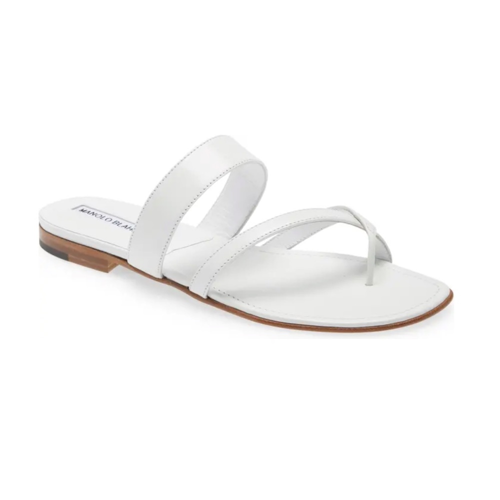 MANOLO BLAHNIK Susa Toe Loop Sandal White Size 39